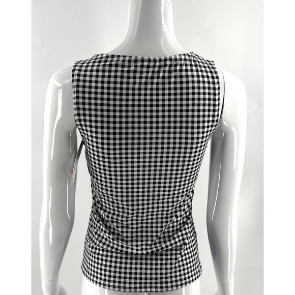 Lands End Tankini Swimsuit Top Womens 4 Black White Check High Neck NEW - Picture 5 of 8